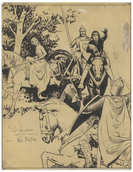 Large ''Prince Valiant'' Comic Strip Panel Hand-Drawn by Hal Foster